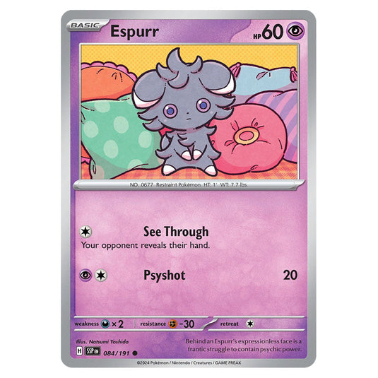 Espurr 084 card from the Pokemon set Surging Sparks