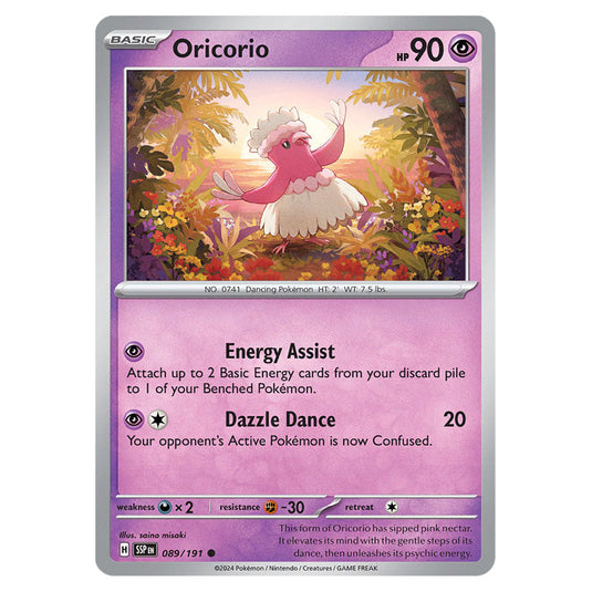 Oricorio 089 card from the Pokemon set Surging Sparks