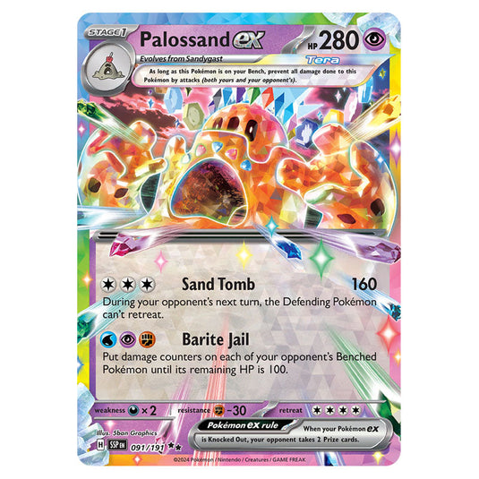 Palossand ex 091 card from the Pokemon set Surging Sparks