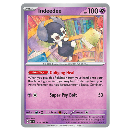 Indeedee 093 card from the Pokemon set Surging Sparks