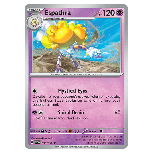 Espathra 095 card from the Pokemon set Surging Sparks