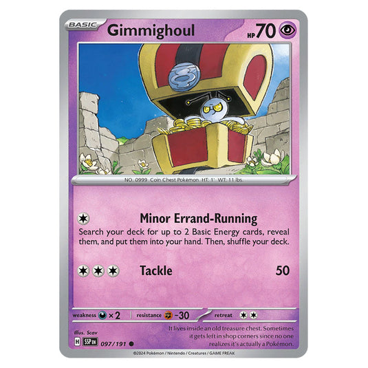 Gimmighoul 097 card from the Pokemon set Surging Sparks