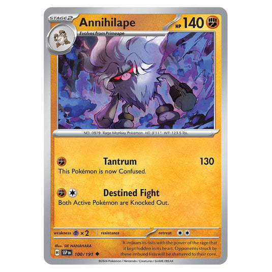 Annihilape 100 card from the Pokemon set Surging Sparks