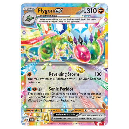 Flygon ex 106 card from the Pokemon set Surging Sparks