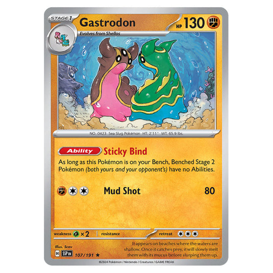 Gastrodon 107 card from the Pokemon set Surging Sparks