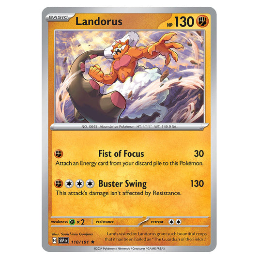 Landorus 110 card from the Pokemon set Surging Sparks