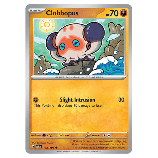 Clobbopus 112 card from the Pokemon set Surging Sparks