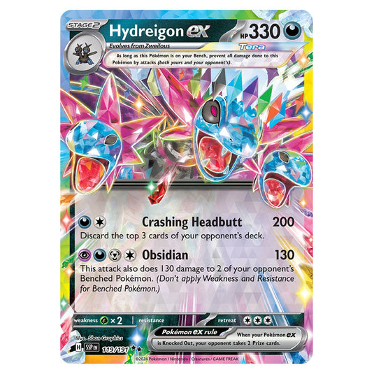 Hydreigon ex 119 card from the Pokemon set Surging Sparks