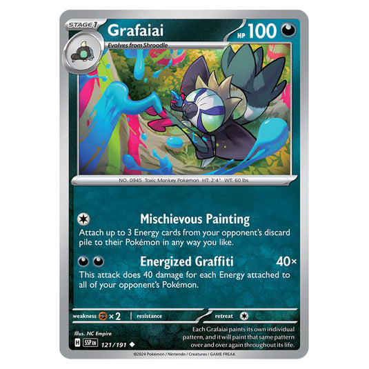 Grafaiai 121 card from the Pokemon set Surging Sparks