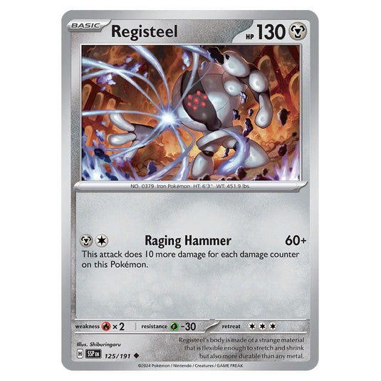 Registeel 125 card from the Pokemon set Surging Sparks