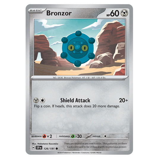 Bronzor 126 card from the Pokemon set Surging Sparks