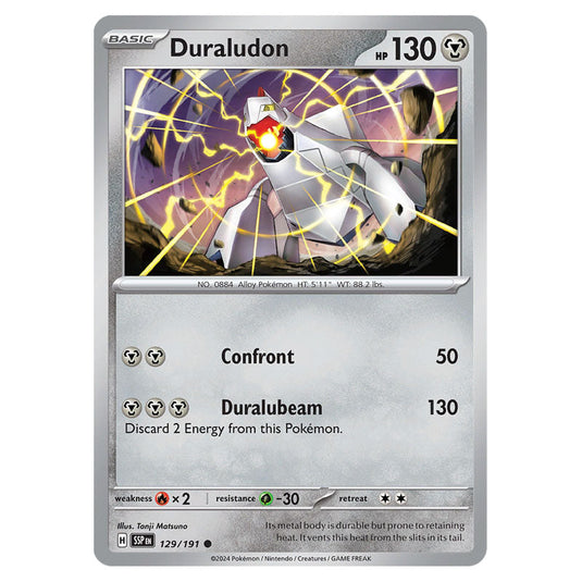 Duraludon 129 card from the Pokemon set Surging Sparks