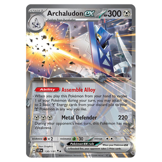 Archaludon ex 130 card from the Pokemon set Surging Sparks