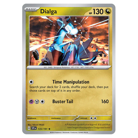 Dialga 135 card from the Pokemon set Surging Sparks