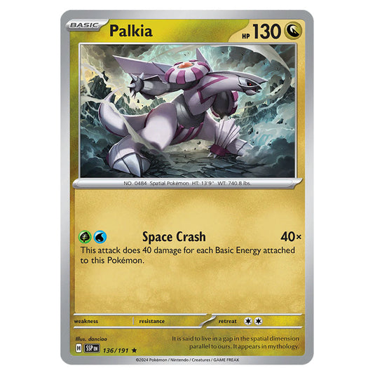 Palkia 136 card from the Pokemon set Surging Sparks