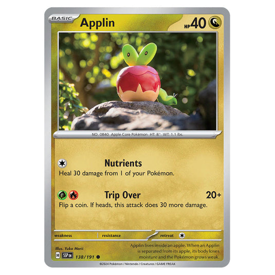 Applin 138 card from the Pokemon set Surging Sparks