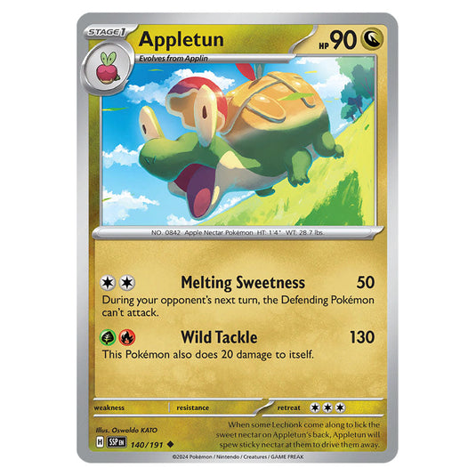 Appletun 140 card from the Pokemon set Surging Sparks