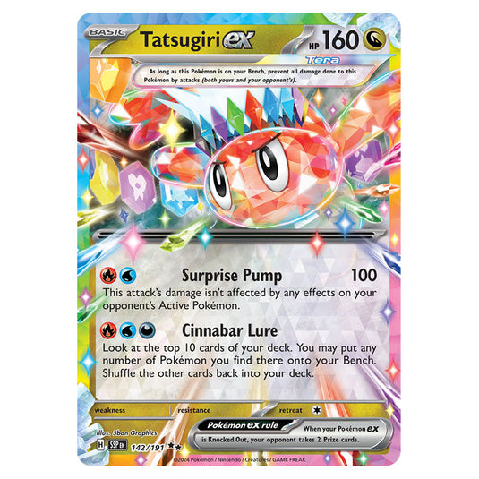 Tatsugiri ex 142 card from the Pokemon set Surging Sparks