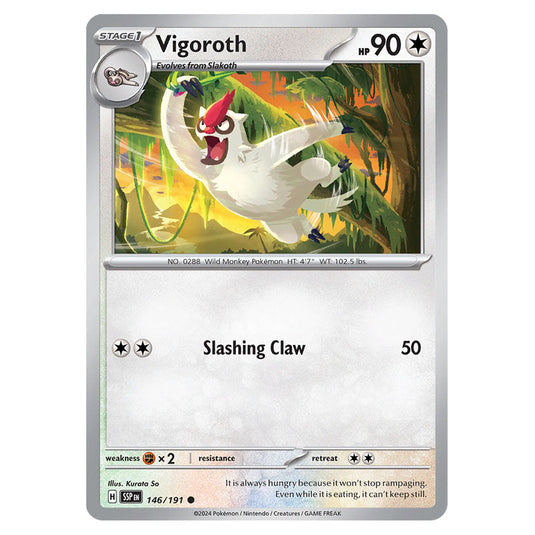 Vigoroth 146 card from the Pokemon set Surging Sparks