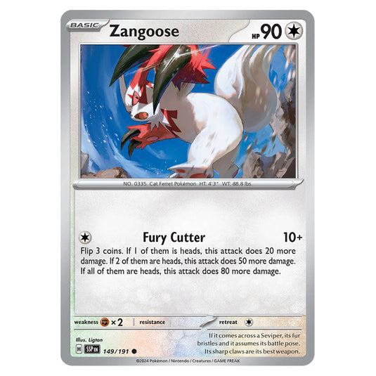 Zangoose 149 card from the Pokemon set Surging Sparks