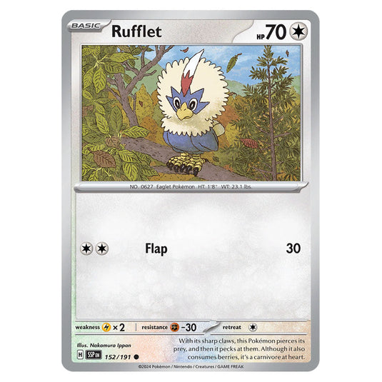 Rufflet 152 card from the Pokemon set Surging Sparks