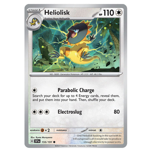 Heliolisk 155 card from the Pokemon set Surging Sparks