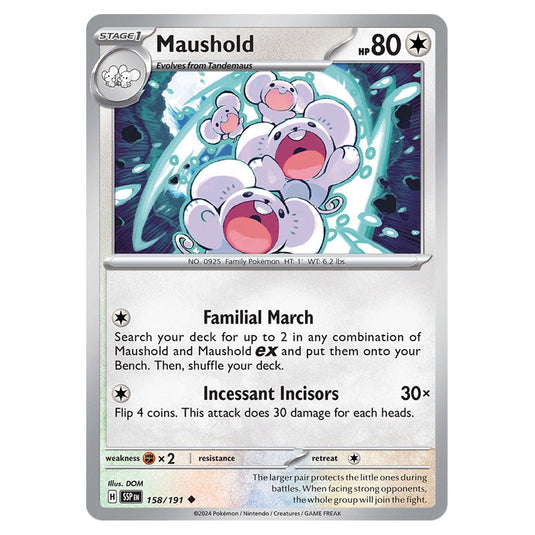 Maushold 158 card from the Pokemon set Surging Sparks