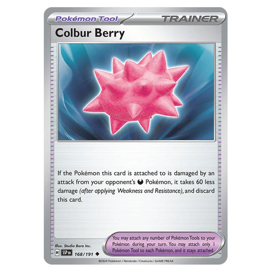 Colbur Berry 168 card from the Pokemon set Surging Sparks