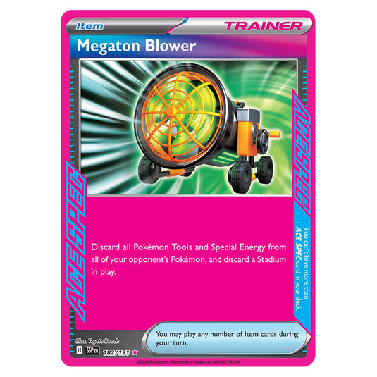 Megaton Blower 182 card from the Pokemon set Surging Sparks