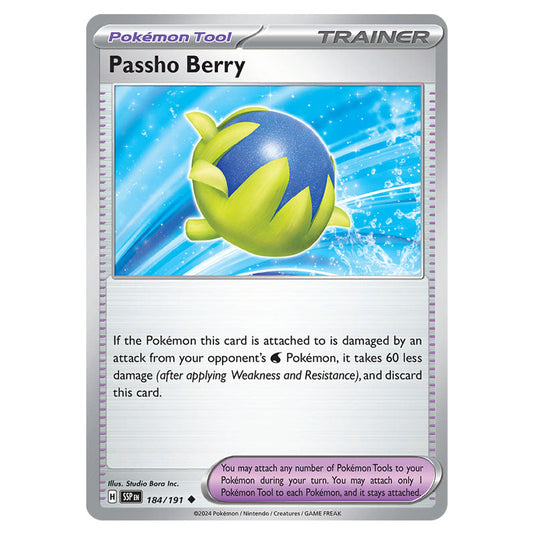 Passho Berry 184 card from the Pokemon set Surging Sparks