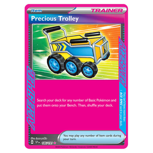 Precious Trolley 185 card from the Pokemon set Surging Sparks