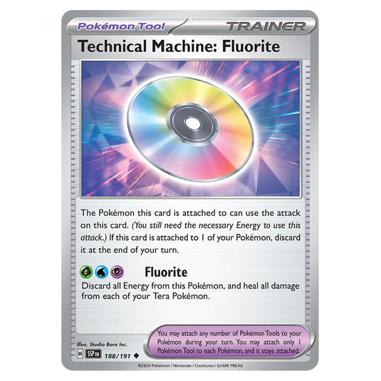 Technical Machine: Fluorite 188 card from the Pokemon set Surging Sparks