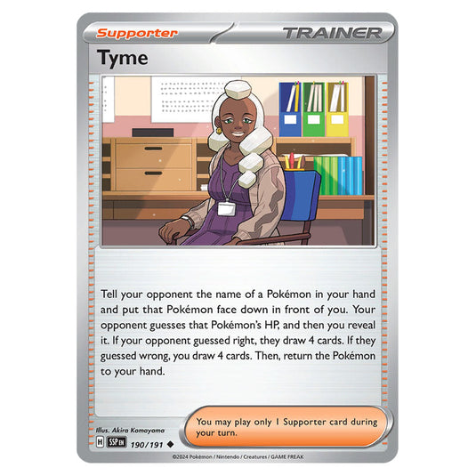 Tyme 190 card from the Pokemon set Surging Sparks