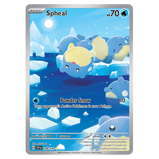 Spheal 199 card from the Pokemon set Surging Sparks