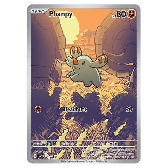 Phanpy 205 card from the Pokemon set Surging Sparks