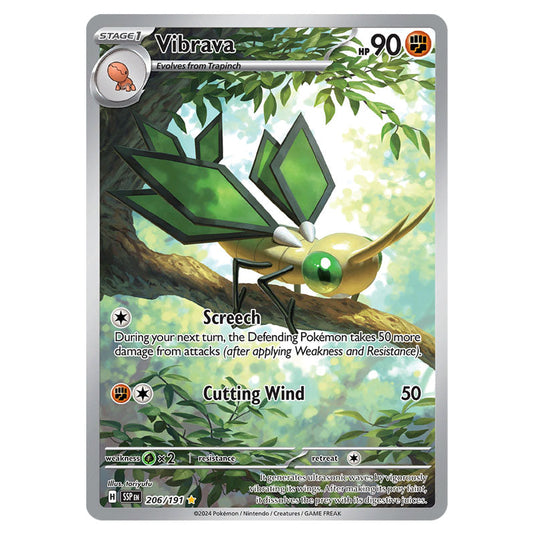 Vibrava 206 card from the Pokemon set Surging Sparks