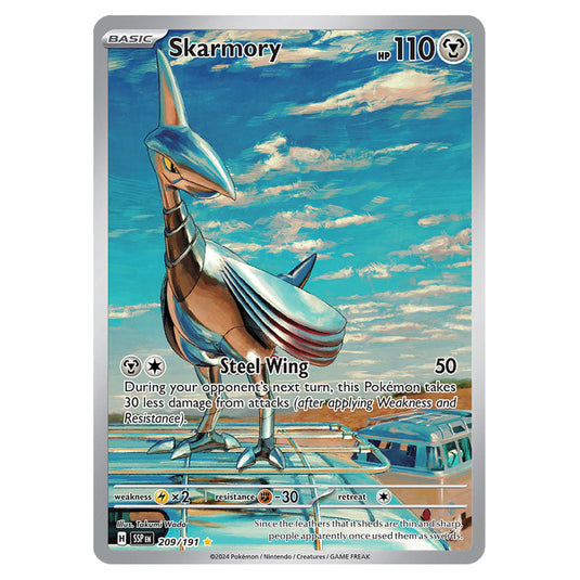 Skarmory 209 card from the Pokemon set Surging Sparks