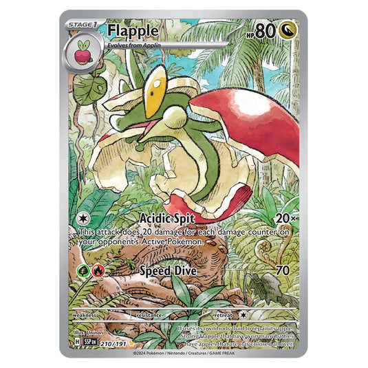 Flapple 210 card from the Pokemon set Surging Sparks