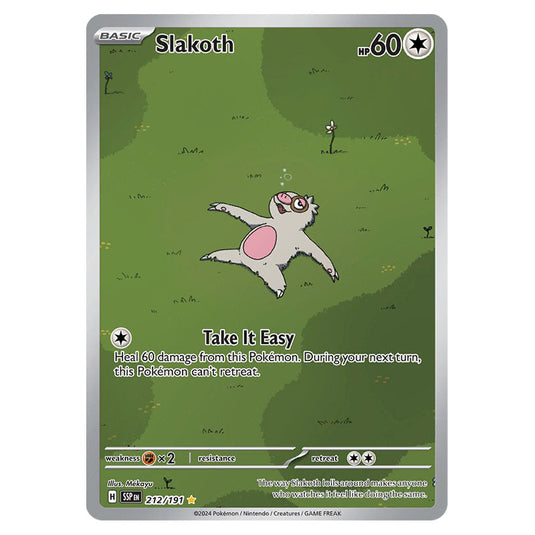 Slakoth 212 card from the Pokemon set Surging Sparks