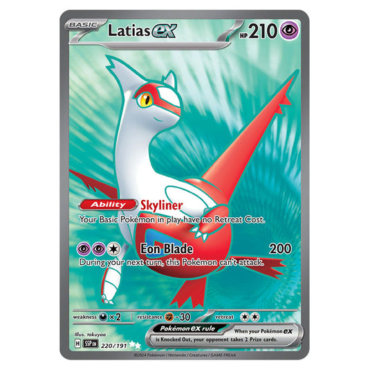 Latias ex 220 card from the Pokemon set Surging Sparks