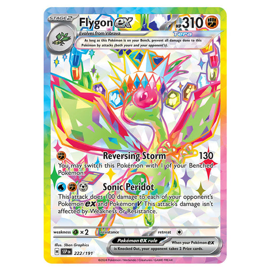 Flygon ex 222 card from the Pokemon set Surging Sparks