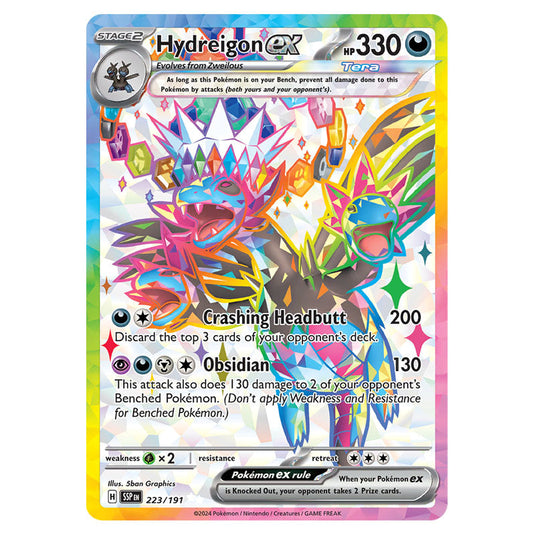 Hydreigon ex 223 card from the Pokemon set Surging Sparks