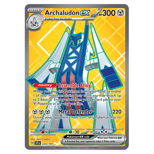 Archaludon ex 224 card from the Pokemon set Surging Sparks