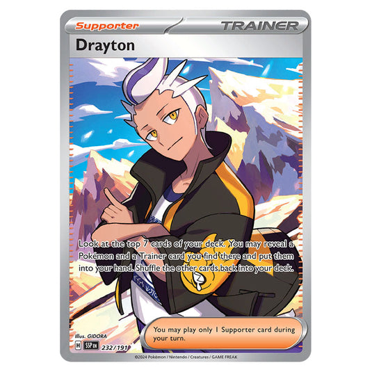 Drayton 232 card from the Pokemon set Surging Sparks