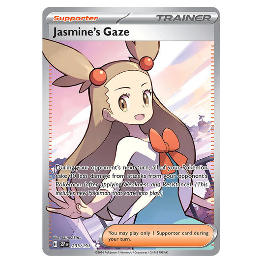 Jasmine's Gaze 233 card from the Pokemon set Surging Sparks