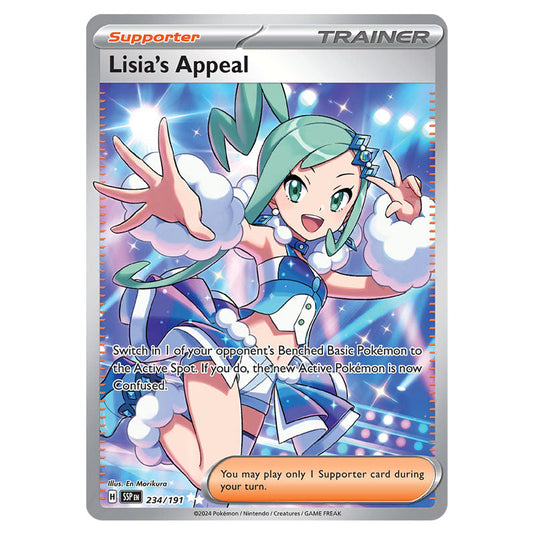 Lisia's Appeal 234 card from the Pokemon set Surging Sparks