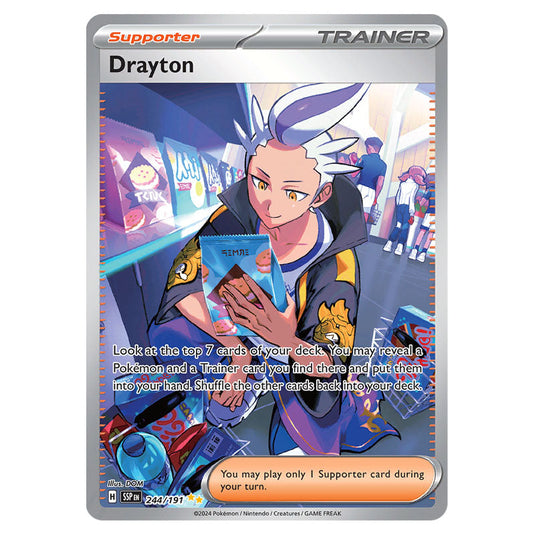 Drayton 244 card from the Pokemon set Surging Sparks