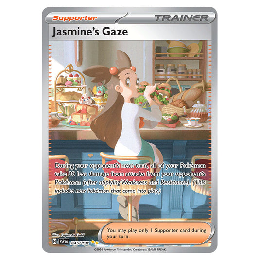 Jasmine's Gaze 245 card from the Pokemon set Surging Sparks