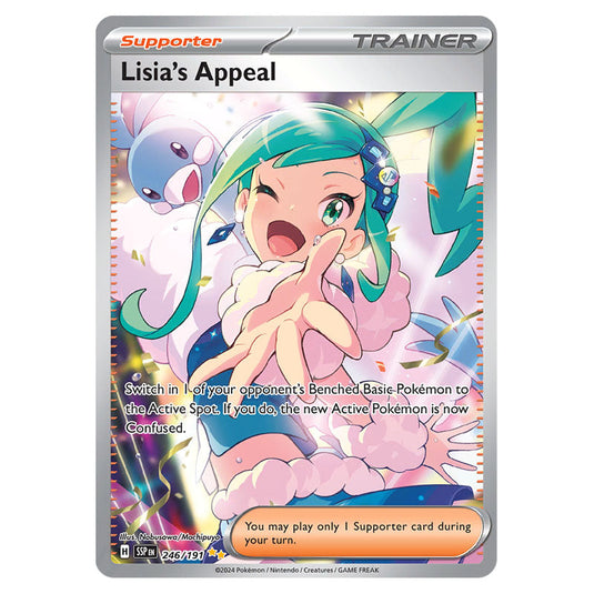 Lisia's Appeal 246 card from the Pokemon set Surging Sparks