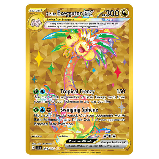 Alolan Exeggutor ex 248 card from the Pokemon set Surging Sparks